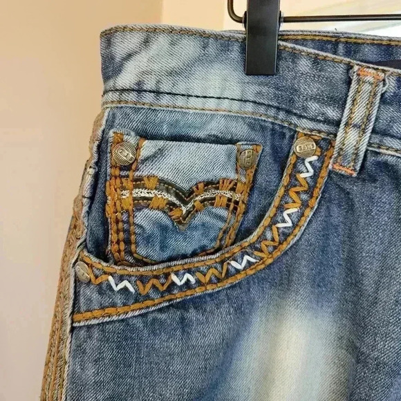 GS115 Embroydered Western Cowboy 100% Cotton Jeans, Size 36×32 Line Dancing - Picture 7 of 12